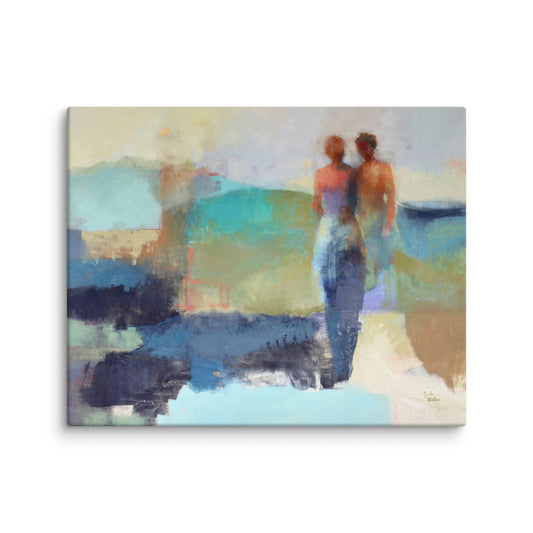 Love attraction figurative art print, romantic connection painting, intimate wall decor