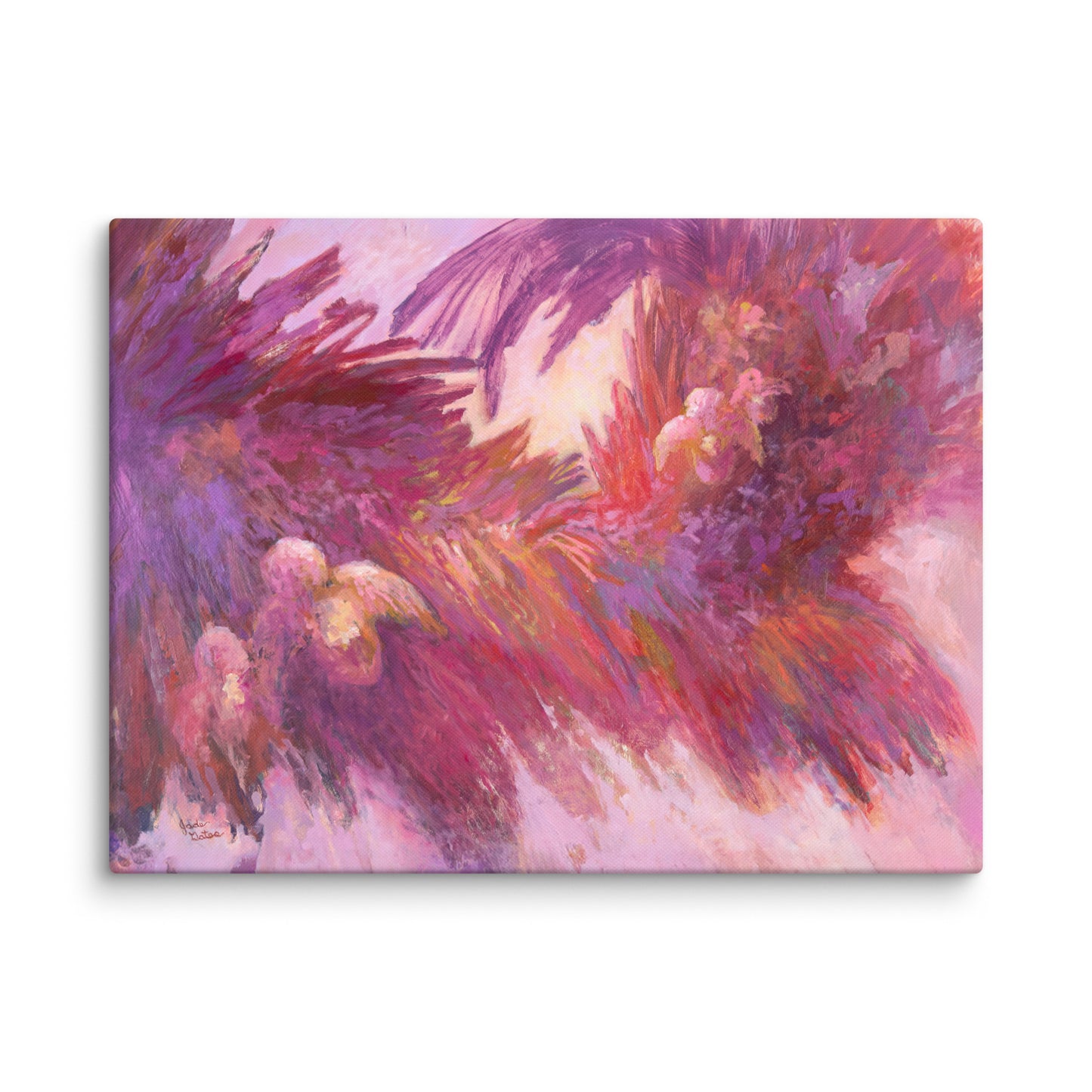 Orchids at twilight art print, purple and pink, magenta floral painting, elegant botanical wall art