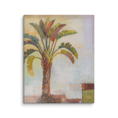 Tropical feeling palm landscape print, lush tropical foliage painting, nature wall decor
